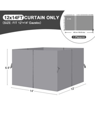 12' x 14' Gazebo Curtain Set Protecting Privacy Side Walls 4 Panels,Curtain Only