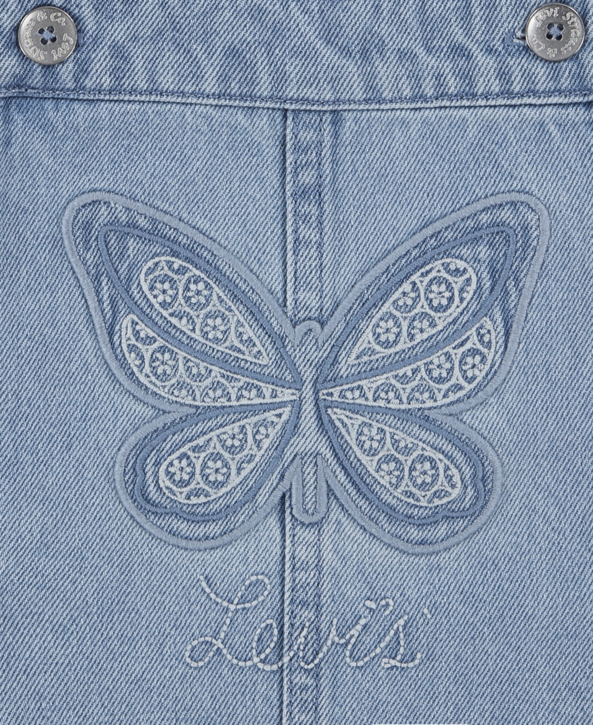 LEVI'S LITTLE GIRLS 2-PIECE T-SHIRT AND BUTTERFLY CROCHET SHORTALLS SET 