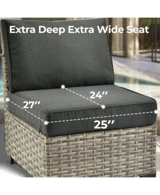 Outdoor Patio Furniture Set,6 Pieces Rattan Sectional Patio Furniture Set,Outside Coversation Set with Extra Deep Outdoor Sofa Couch and Solar Coffee Table for Porch Balcony Backyard Deck Poolside