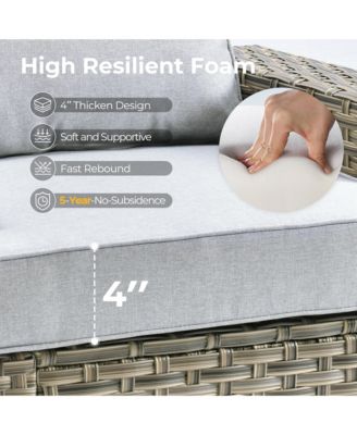 Outdoor Patio Furniture Set,6 Pieces Rattan Sectional Patio Furniture Set,Outside Coversation Set with Extra Deep Outdoor Sofa Couch and Solar Coffee Table for Porch Balcony Backyard Deck Poolside