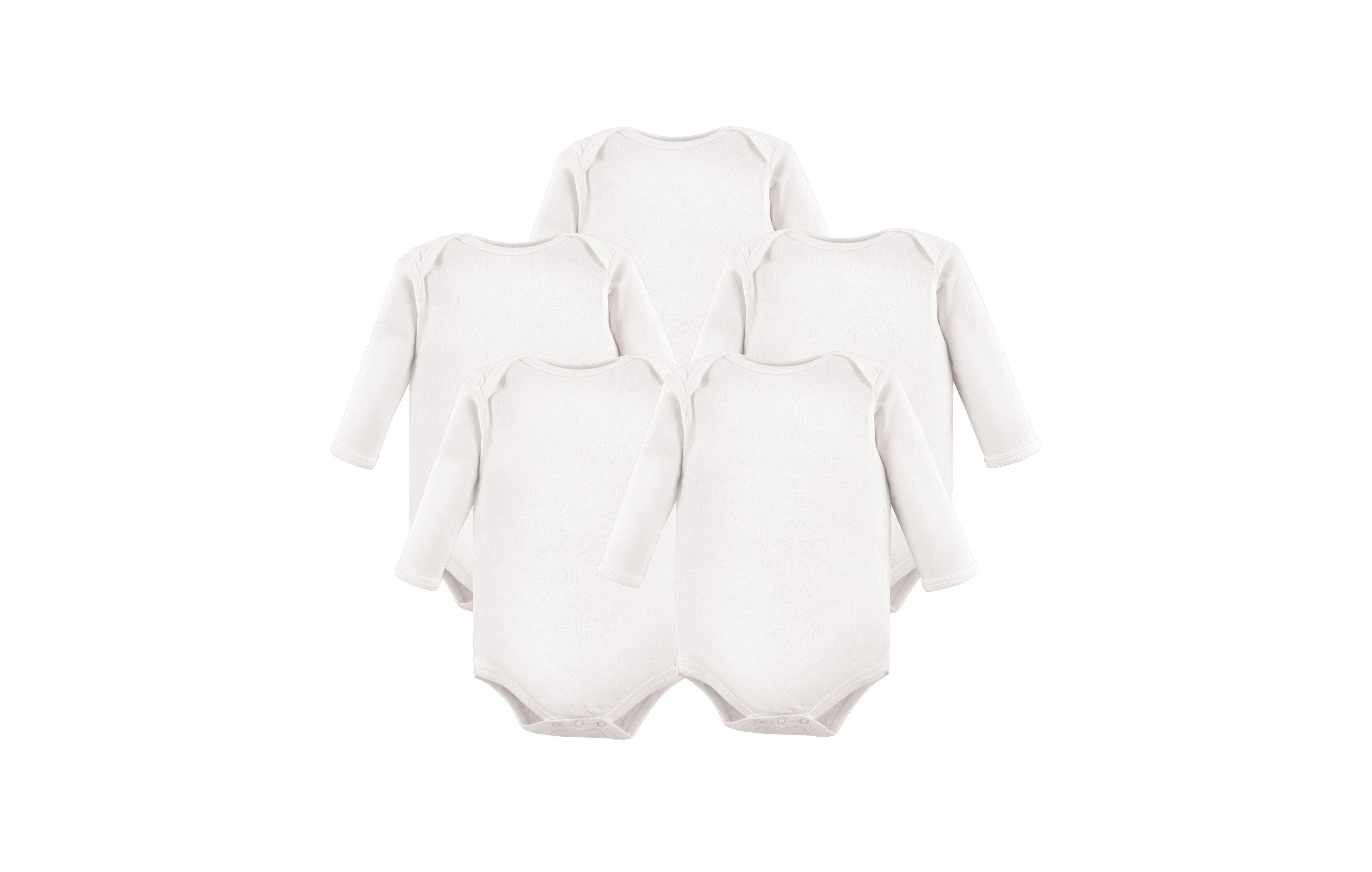 Luvable Friends Baby Boys Cotton Long-Sleeve Bodysuits 5pk, Basic Elephant