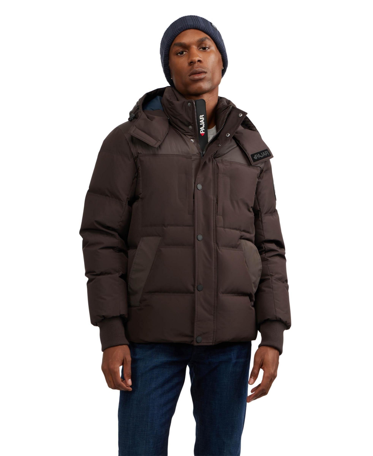 Men's Men s Comet Mixed Media Puffer with Detachable Hood - Navy