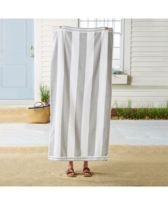 100% Cotton Velour Cabana Stripe Oversized Beach Towel, 35&amp;#x22; x 70&amp;#x22;