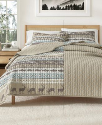 Wildlife Stripe Microfiber Quilt Set With Shams