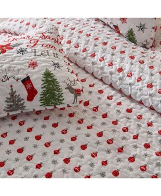 Holiday Printed Microfiber Quilt Set With Shams