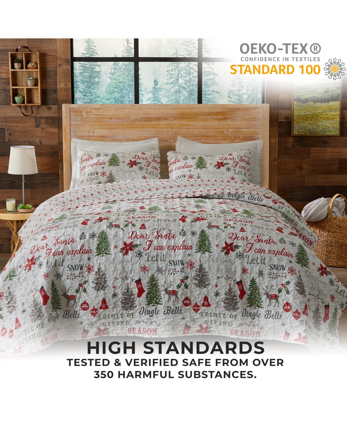 Linery & Co. Holiday Printed Microfiber Quilt Set With Shams