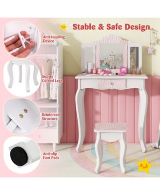 Kids Vanity Set with Drawer and 3 Makeup Accessories