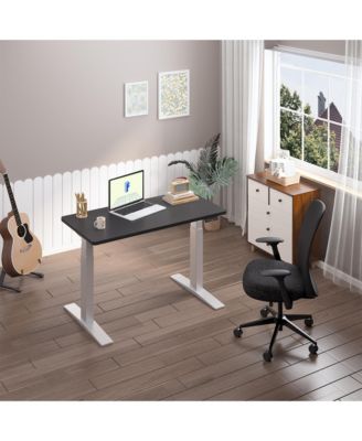 E7-COMMERCIAL 48  W Electric Adjustable Standing Desk, Rectangular Chipboard Top, White Base