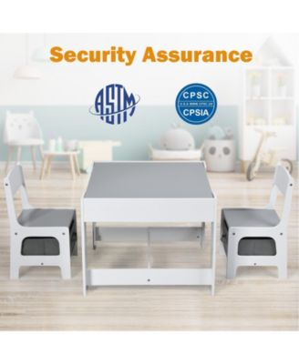 Kids Table Chairs Set With Storage Boxes Blackboard Whiteboard Drawing