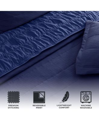 Textured Spandex Solid Quilt Set With Shams