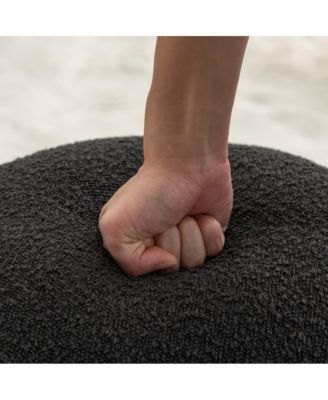 Soft Boucle Round Ottoman, Upholstered Footrest Stool, for Living Room & Bedroom-The Pop Home