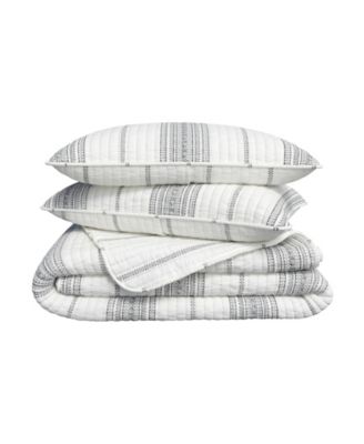 Farmhouse Stripe Microfiber Quilt Set With Shams