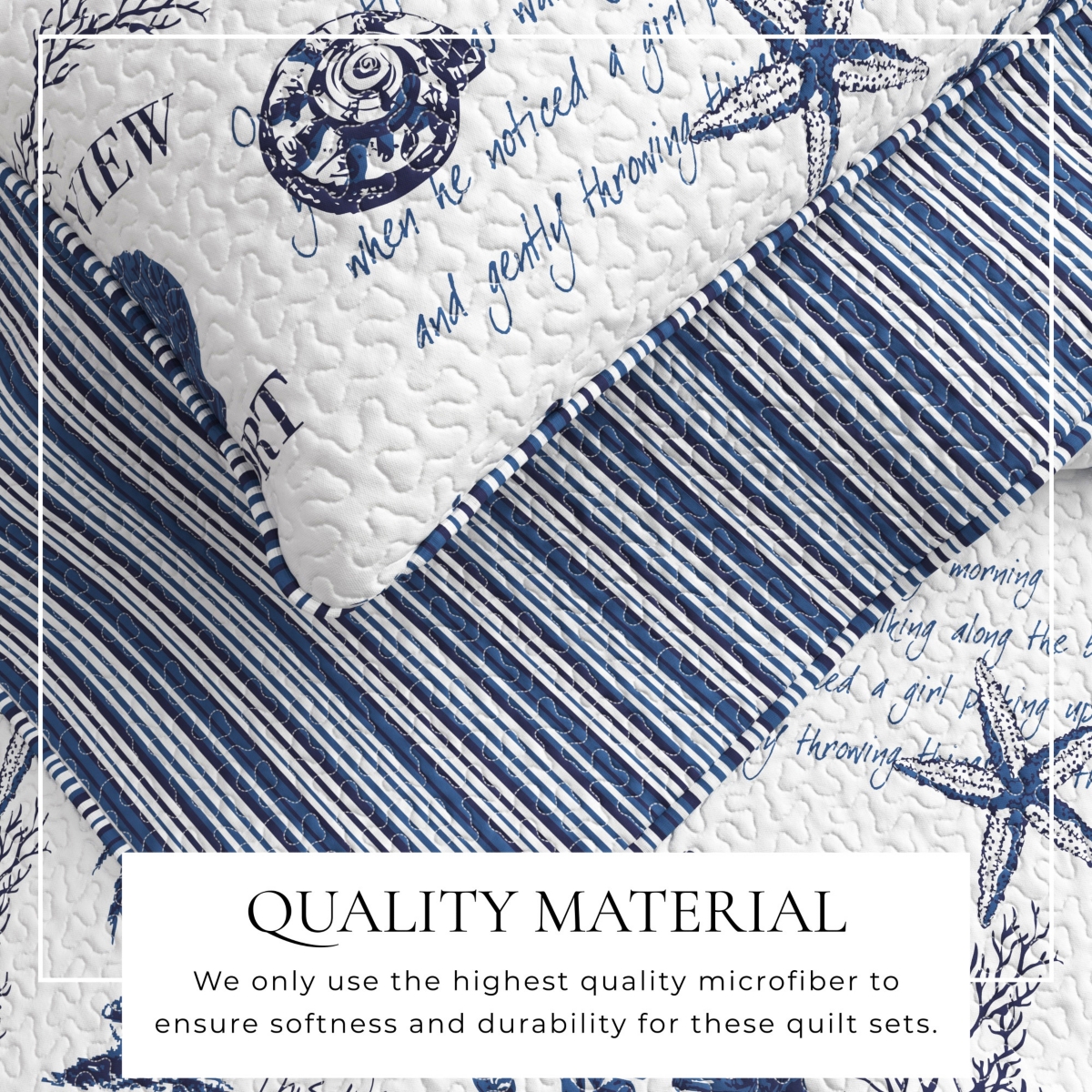 Linery & Co. Navy Nautical Pattern Microfiber Quilt Set With Shams