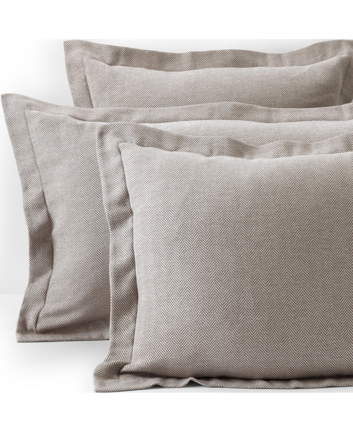 Luxe Flannel Yarn Dyed Pillow Sham - Rustic ash herringbone
