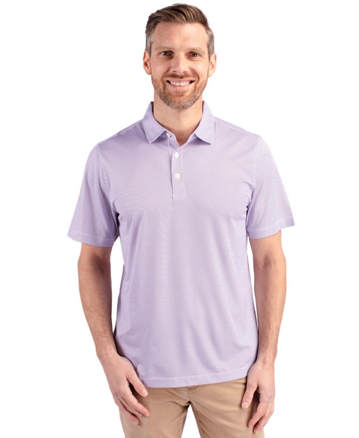 Men's Pike Eco Symmetry Print Stretch Recycled Polo Shirt - White/college purple