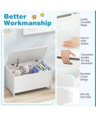 Wooden Kids Toy Box with Safety Hinge