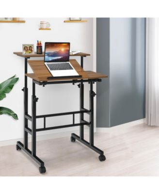 Mobile Standing up Desk Adjustable Computer Desk Tilting Workstation