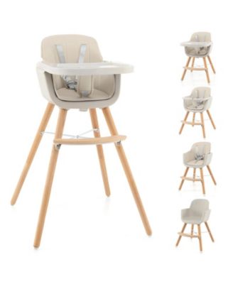 3-in-1 Convertible Wooden High Chair with Cushion