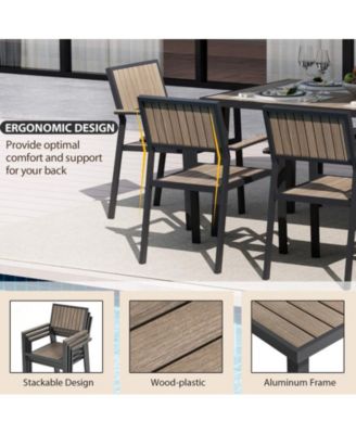 10-Piece Aluminum Outdoor Patio Dining Set with Rectangle Table, Small Side Table and 8-Stackable Chairs