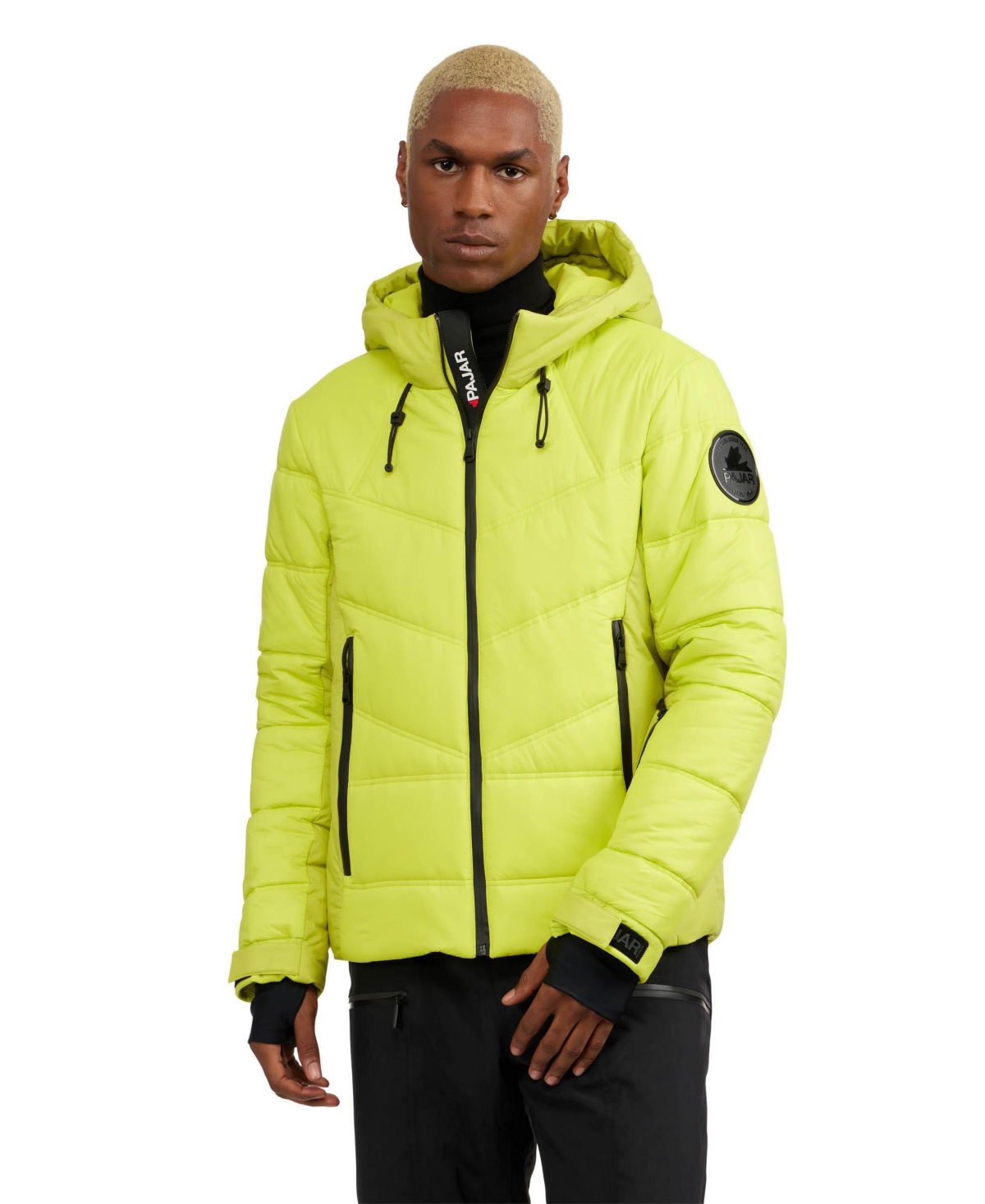 Men's Men s Thebe Mixed Media Ski Jacket with Fixed Hood - Neo green