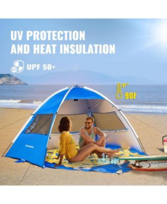Beach Tent Sun Shelter for 3 Person, Beach Canopy Sun Protection UPF 50+, Easy Setup & Lightweight & Portable Cabana Tent Sun Shade for Baby Toddler Kid Adult