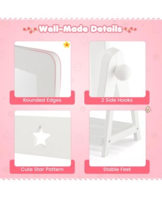 Kids Full Length Mirror 360 Degree Rotatable Dressing Mirror with Storage Bin