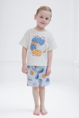 Toddler Boys Cookie Monster Waffle Knit T-Shirt and Shorts Outfit Set