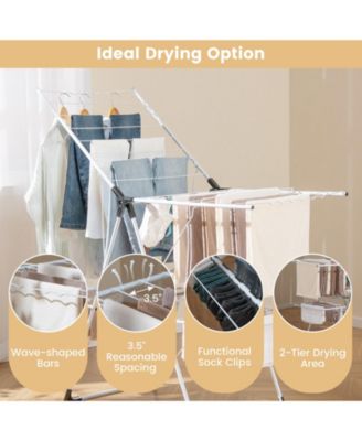 2-level Laundry Drying Rack with Height Adjustable Wings