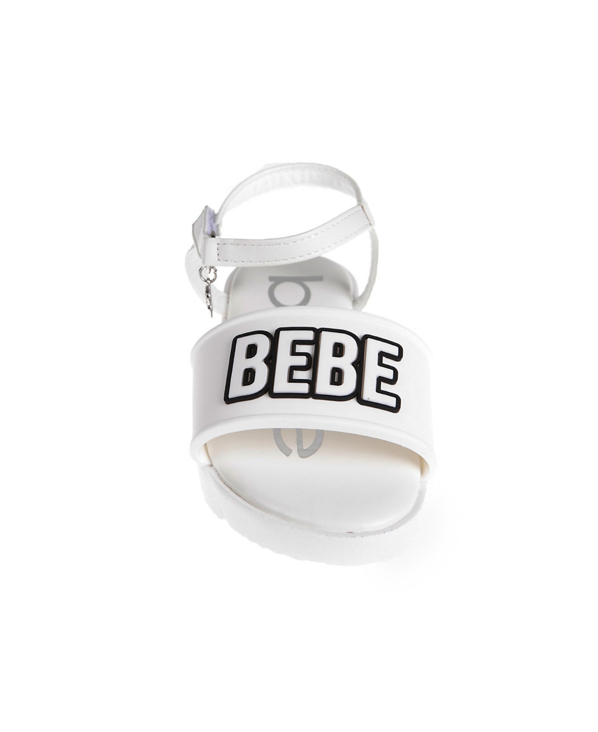 Bebe Little Girls Flat With Rhinestone Dangle Charm Sandals In White