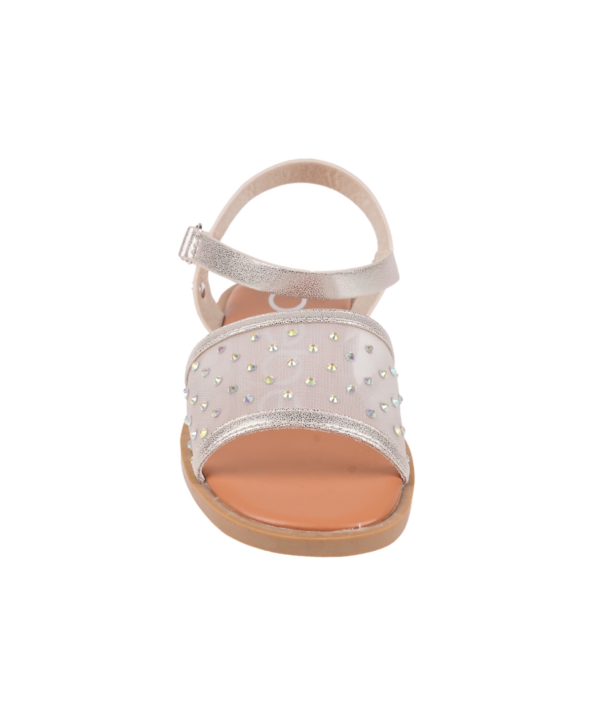 Bebe Little Girls Sparkly Fashion With Rhinestone Sandals In Nude