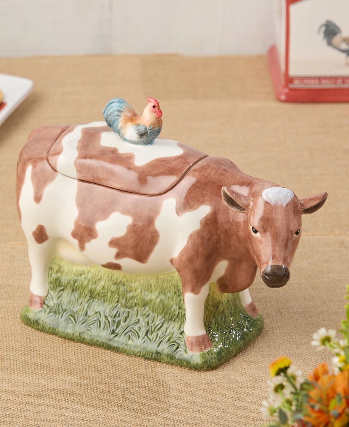 Certified International Vintage Farm 3-d Cow Cookie Jar