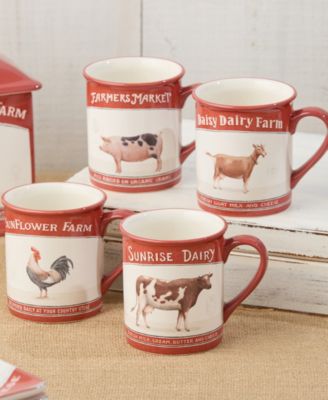 Vintage Farm Mugs, Set of 4