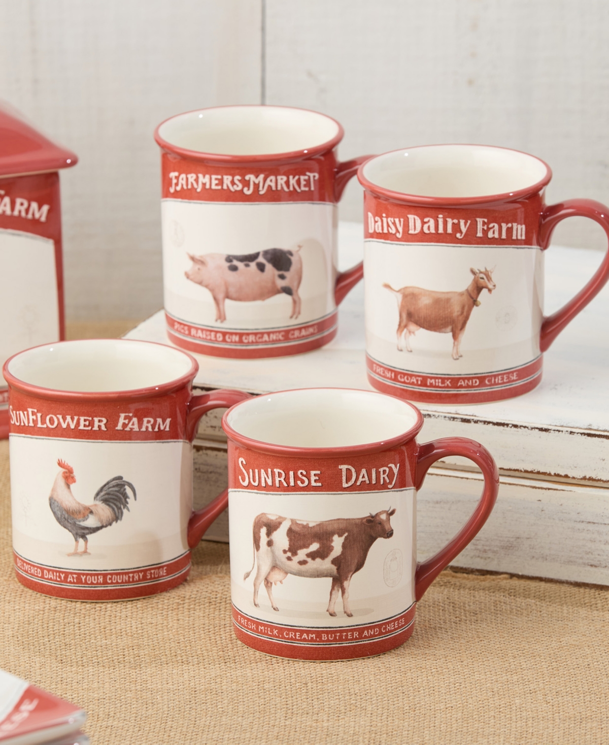 Certified International Vintage Farm Mugs, Set Of 4 In Miscellaneous