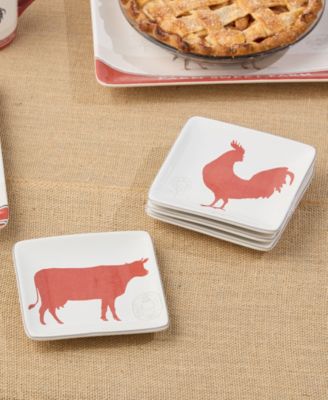 Vintage Farm Canape Plates, Set of 4,  Service for 4