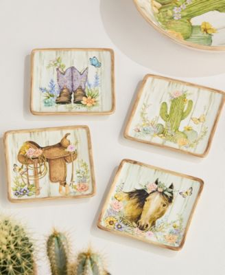 Rosewood Canape Plates, Set of 4, Service for 4