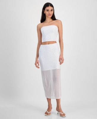 Bar Iii Womens Strapless Top Midi Skirt Exclusively At Macys