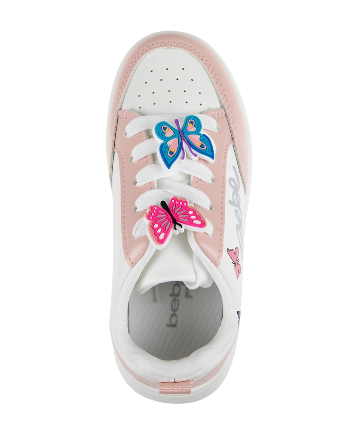 Bebe Little Girls Court With Decorative Screen Print Sneakers In White