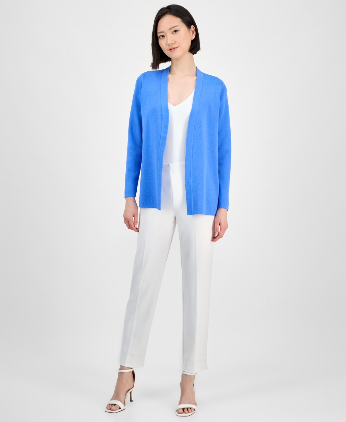 Ak Anne Klein Women's Newport Kissing Front Cardigan In Blue