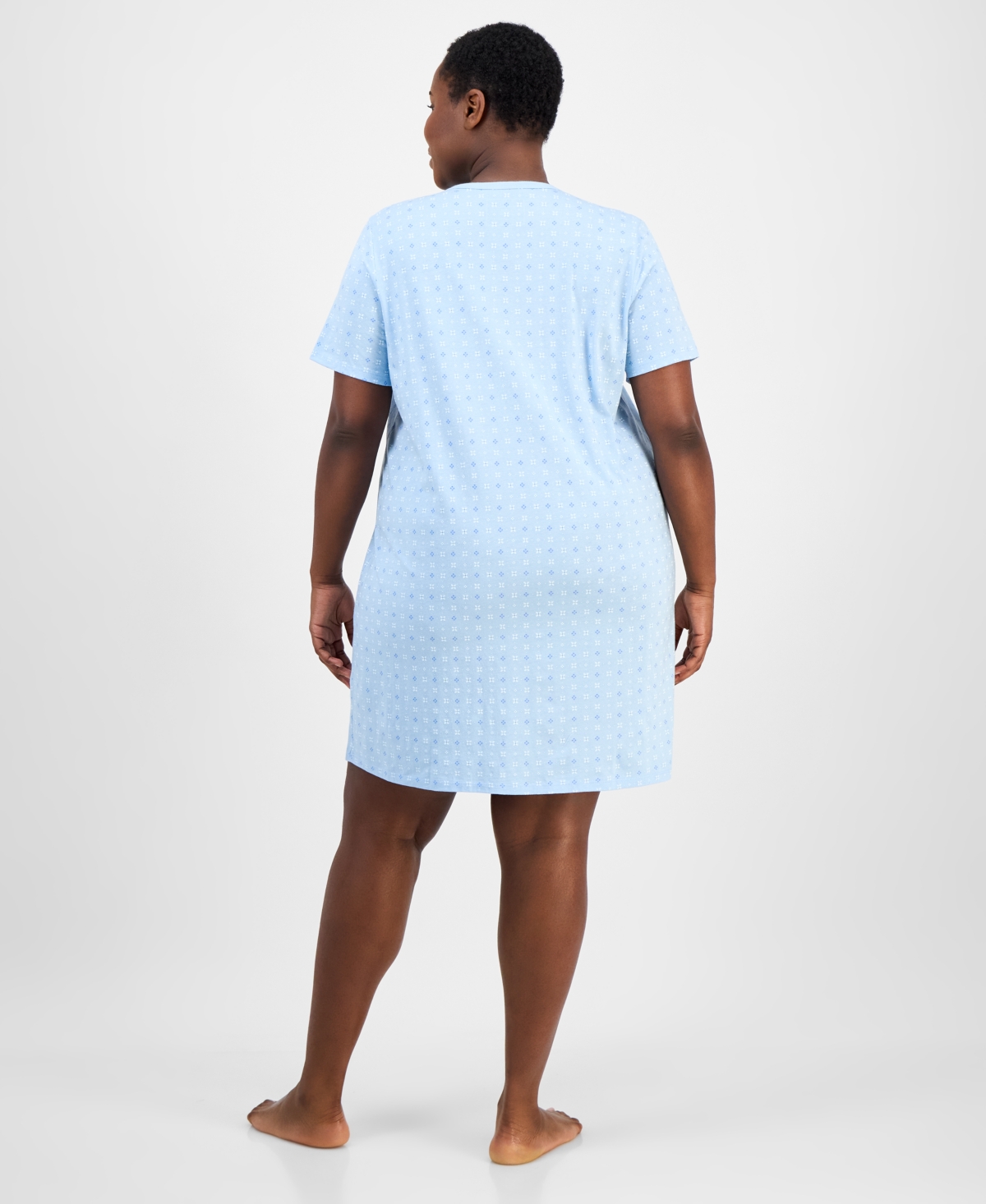 CHARTER CLUB PLUS SIZE COTTON ESSENTIAL HENLEY SLEEP SHIRT, EXCLUSIVELY AT MACY'S 
