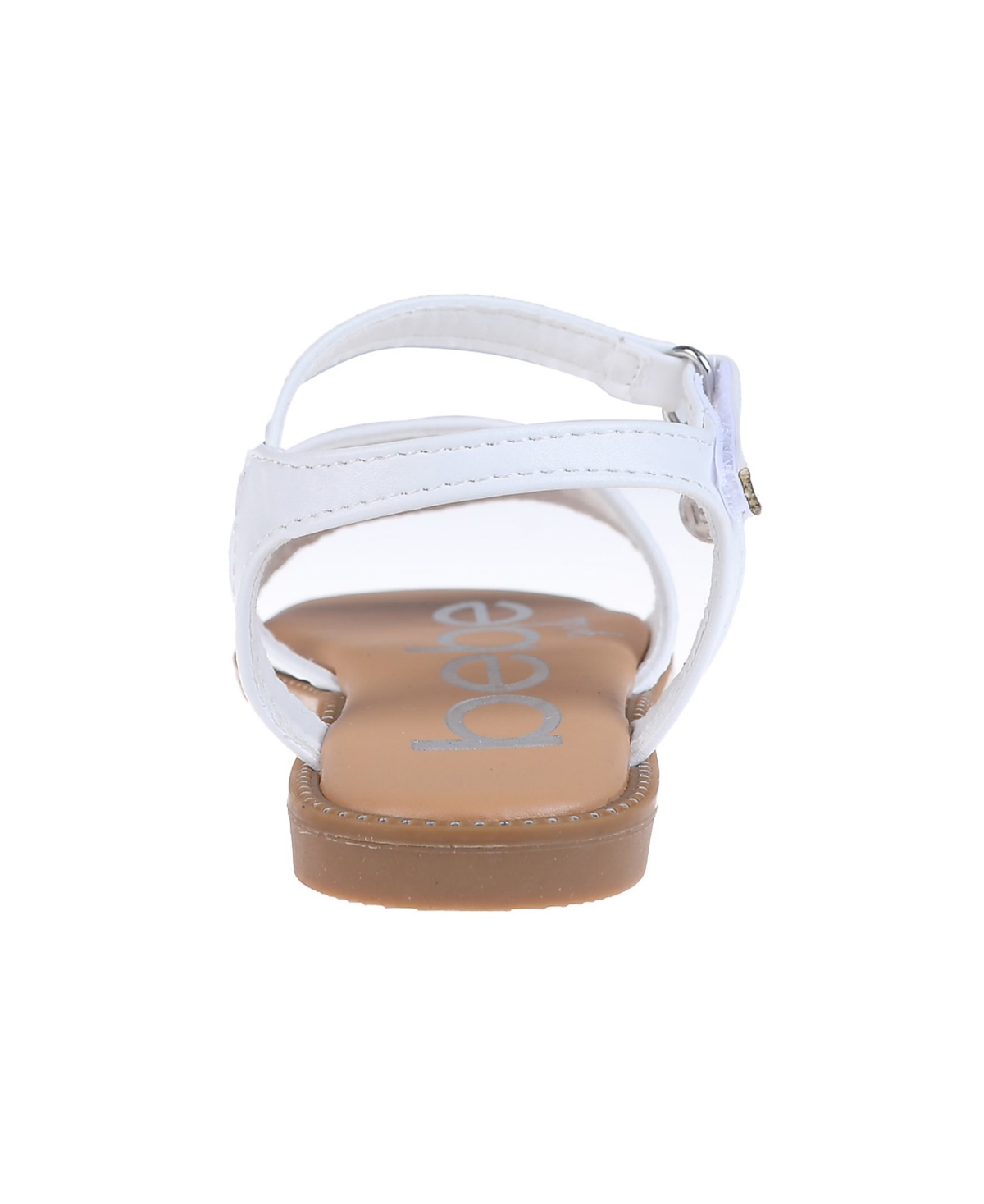 Bebe Little Girls Embossed Flat With Medallion Hardware Sandals In White