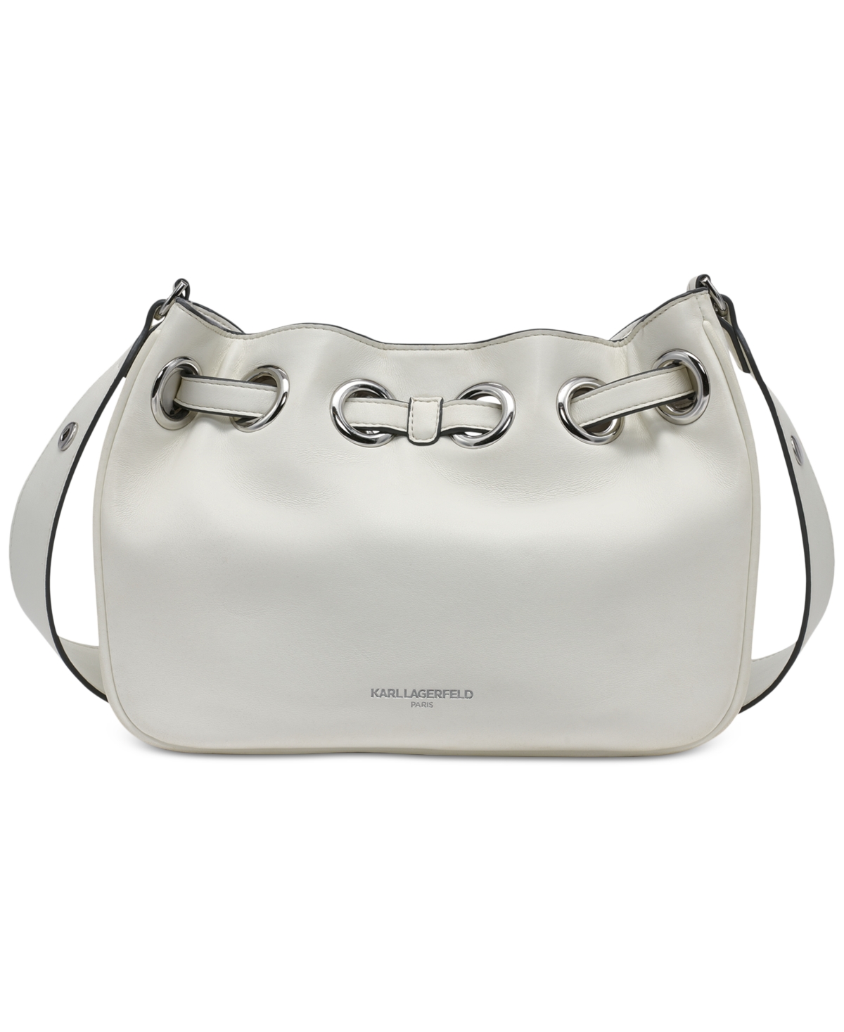 Karl Lagerfeld Desiree Small Leather Hobo Bag In Winter White