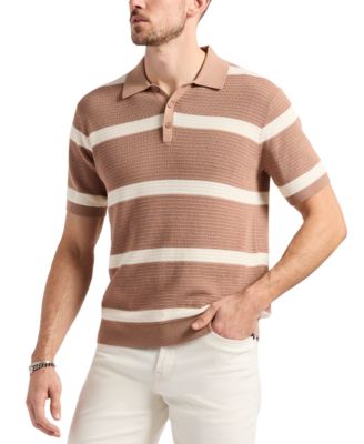 Men's Winder Textured Striped Polo Sweater