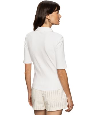 Women's Elbow-Sleeve Ribbed-Knit Shirt