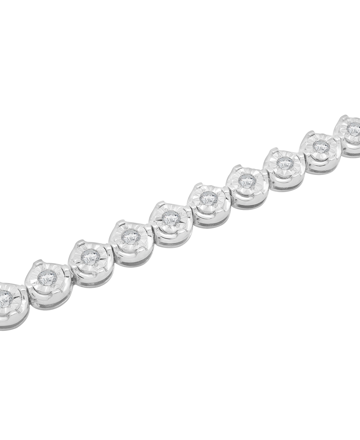 Macy's Diamond Round Link Bracelet (1 Ct. T.w.) In Sterling Silver In Sterling Silver