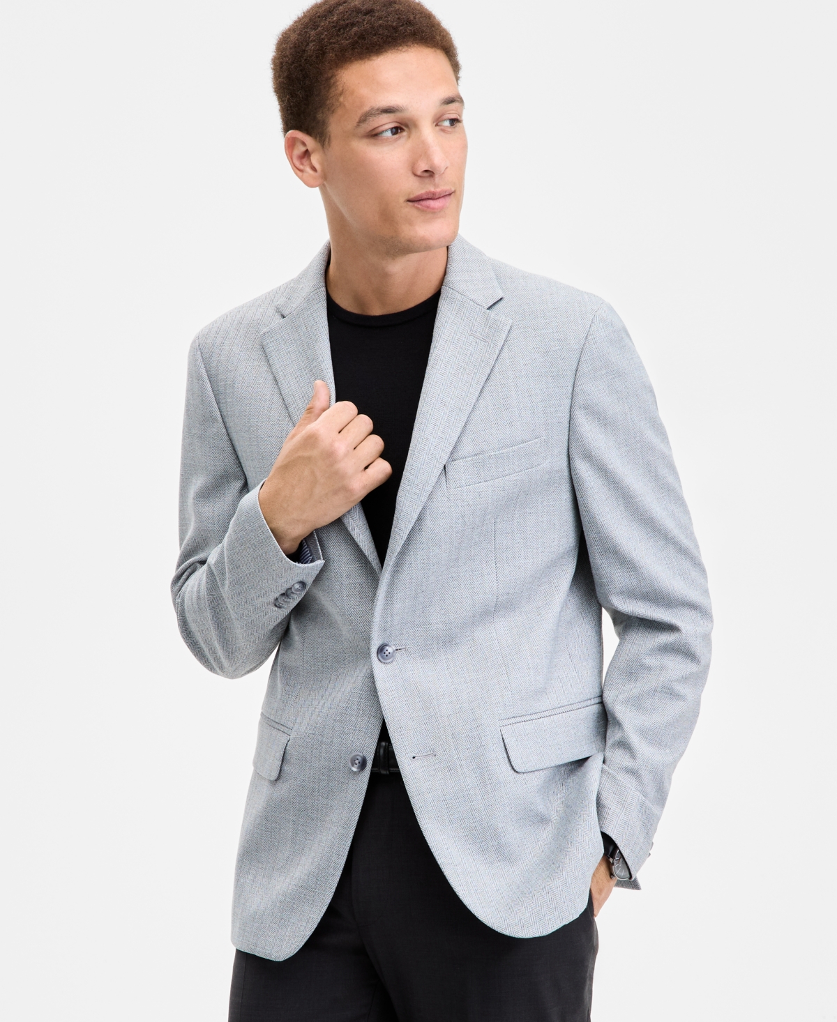 Tommy Hilfiger Men's Modern-fit Gray Herringbone Sport Coat In Gray