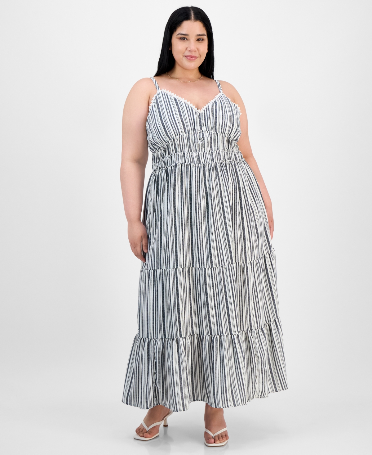 Madden Girl Trendy Plus Size Smocked Tiered Maxi Dress