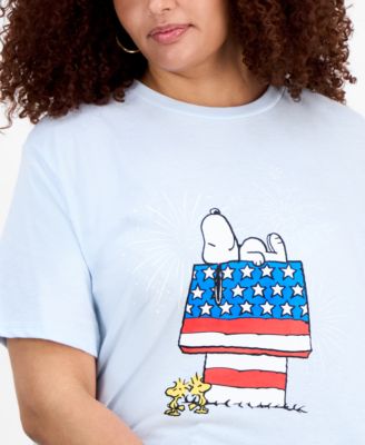 Trendy Plus Size Peanuts Fireworks Crewneck Tee
