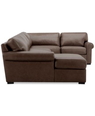 Radley Roll Arm 152" 4-Pc. Leather Wedge Corner Chaise Sectional, Exclusively at Macy's