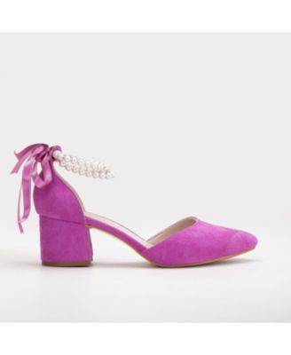 Miranda Low Block Heels with Pearls