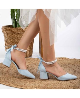 Miranda Low Block Heels with Pearls